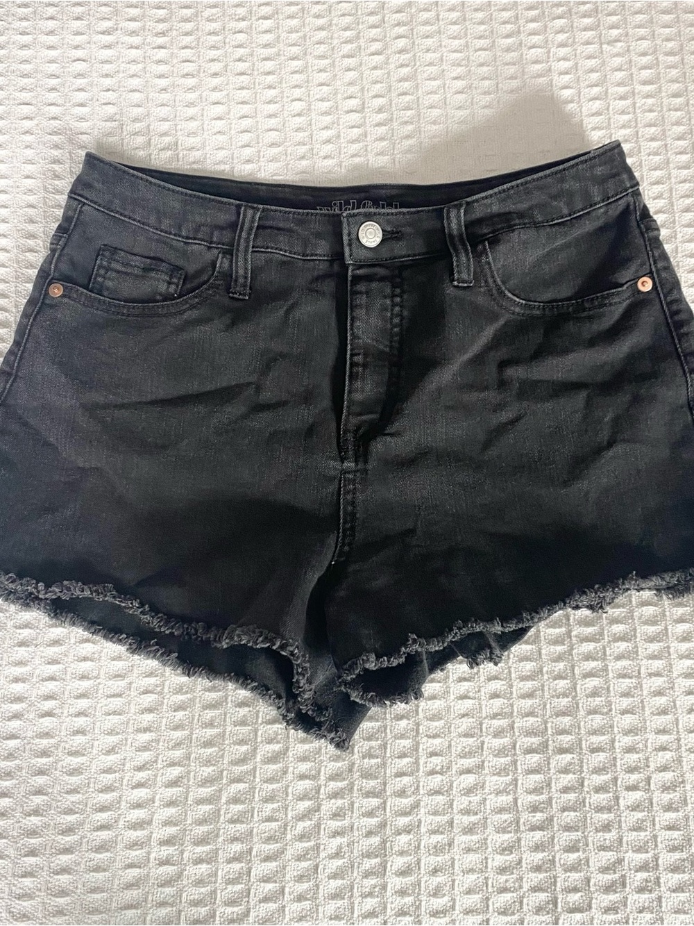 wild fable Black Denim Frayed Hem High-Rise Shorts